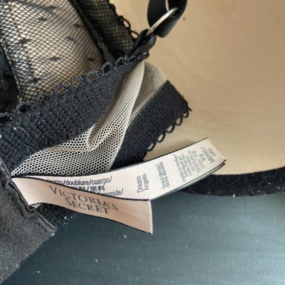 Victoria's Secret Dream Angels, lined demi bra, nude with black lace 38DDD - Picture 6 of 8